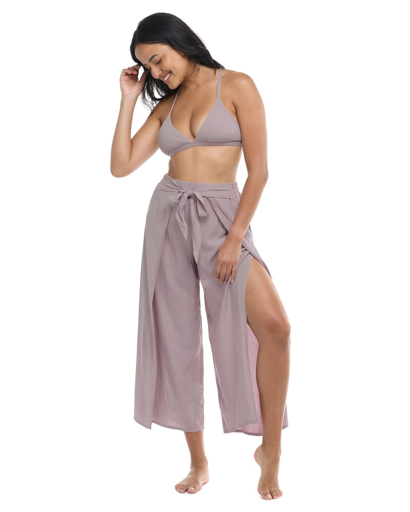 Paige Woven Rayon Fabric Wrap Pants - Smokey Taupe – SKYE