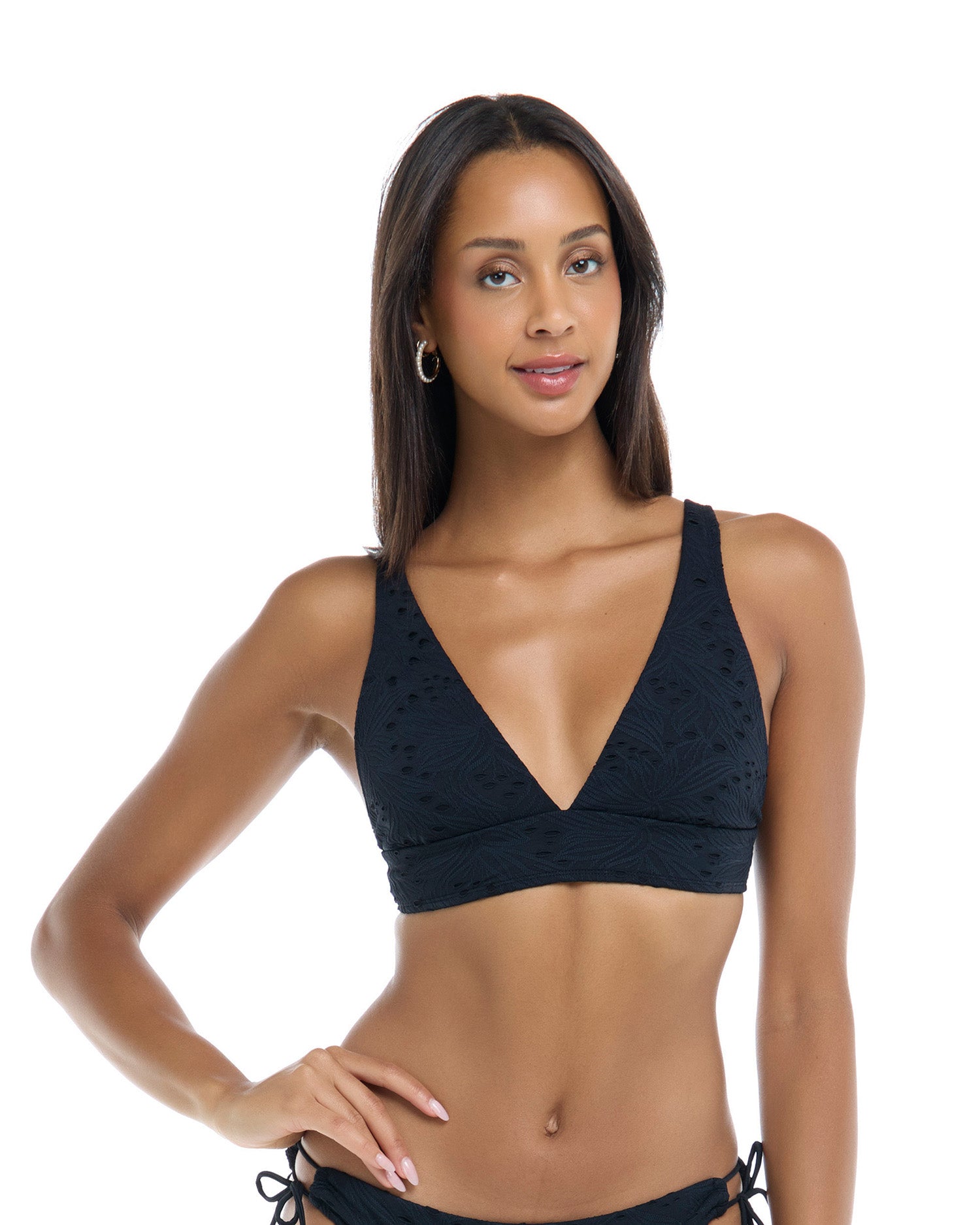 Isabella Wide Band Triangle Bikini Top - Textured Lace Fabric