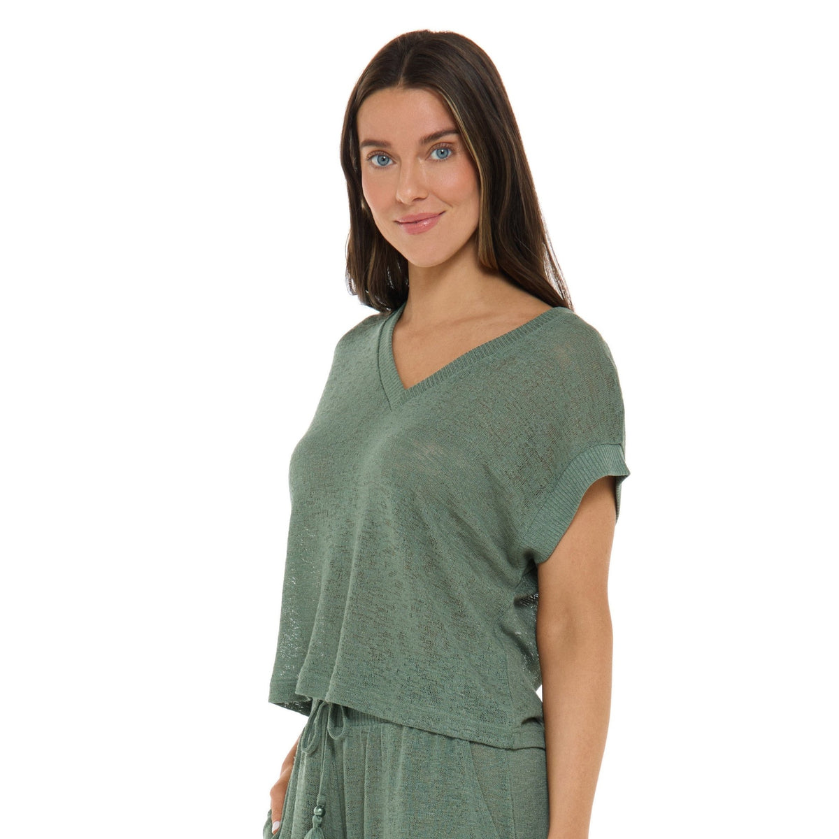 Sicily Crop Shirt - COCONUT COVE - SKYE