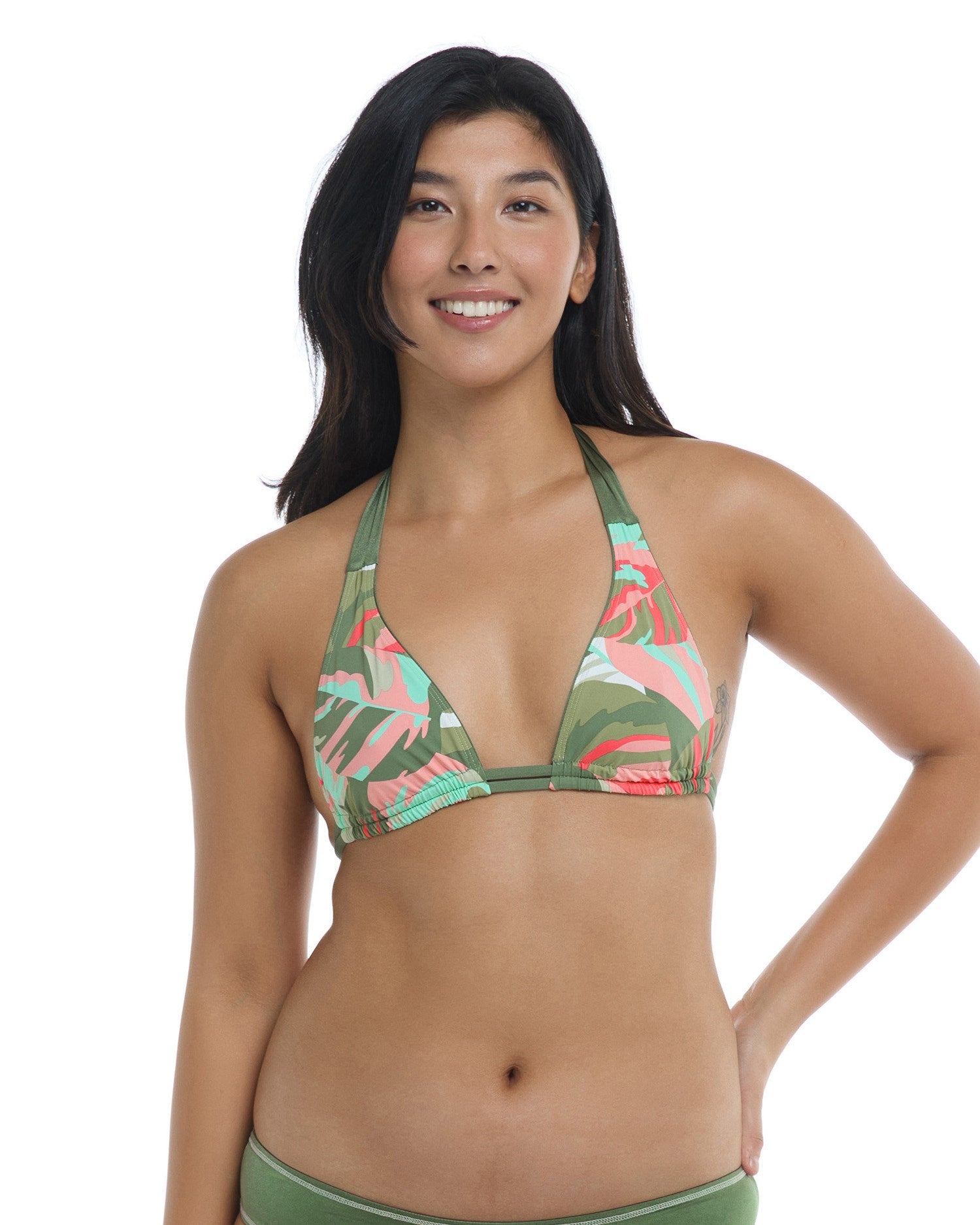 Celeste Reversible Triangle Slider Bikini Top Camo Green